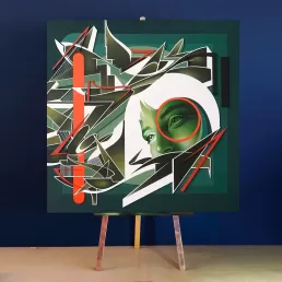 Graffiti painting on wood with a face by Zurik