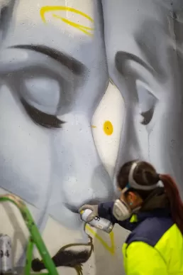Graffiti mural rostros mujeres canillo- Andorra por zurik