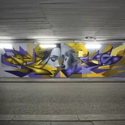 Graffiti mural rostros mujeres canillo- Andorra por zurik