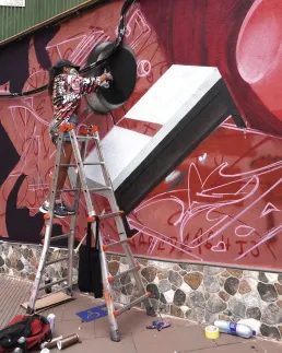 Mural camara polaroid Terrassa