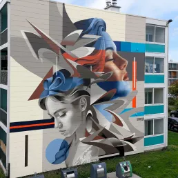 Mural rostros mujeres en Saint Brieuc Francia por Zurik