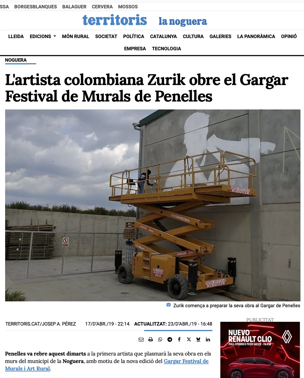 Zurik graffiti Penelles noticias